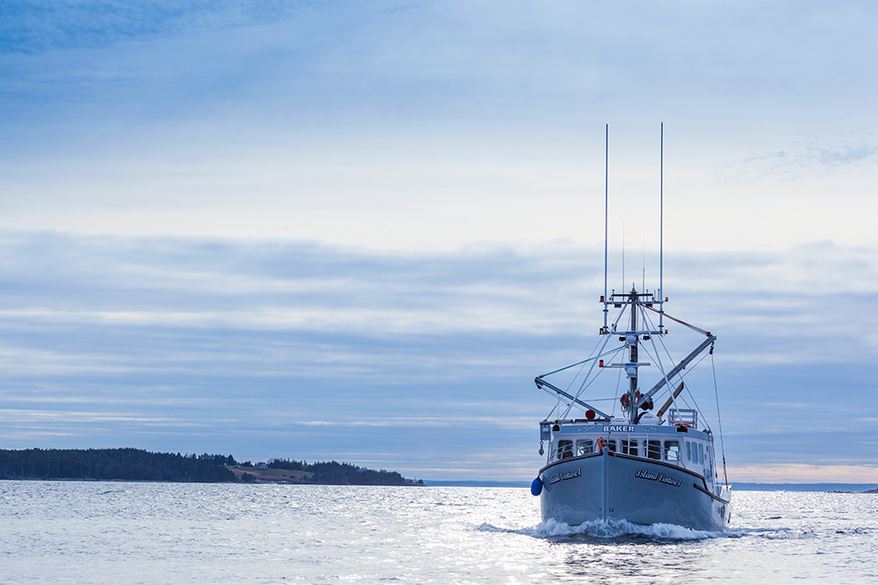 Le navire Island Venture 1 naviguant dans les eaux de l'Atlantique.