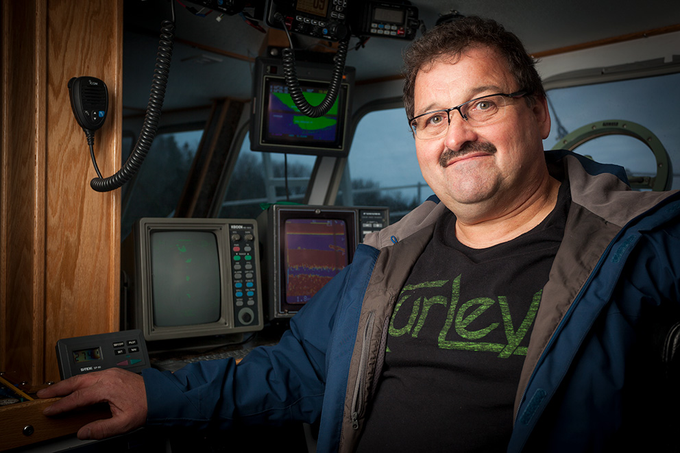 Baker Blue Ocean founder Darrin Baker on the bridge of his ship.