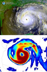 A satellite image of Hurricane Rita (colour)