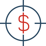 Dollar sign on target icon