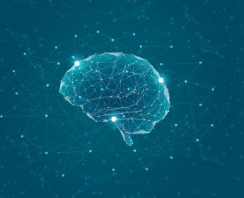 Digital illustration of a connected brain symbolizing AI