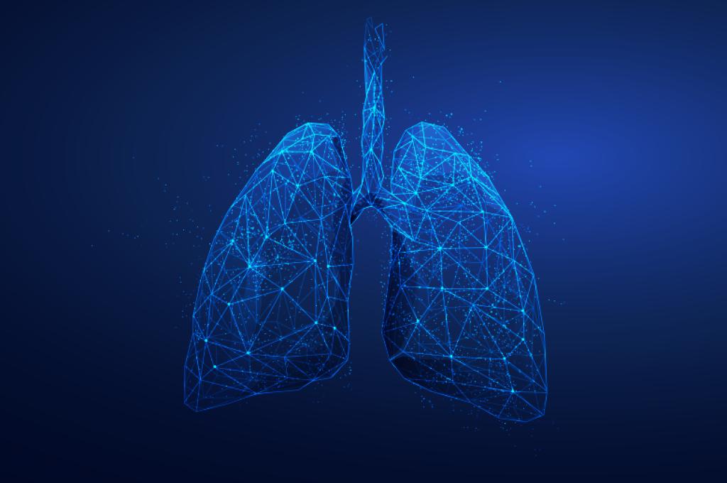 A graphic of lungs criss-crossed with intersecting lines